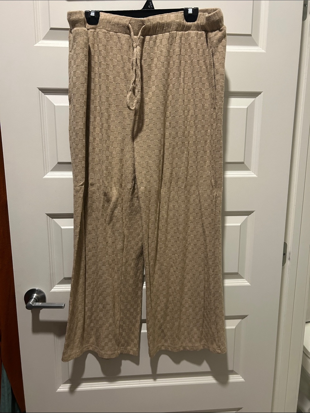 Polagram Beige Knit Wide-Leg Drawstring Pants